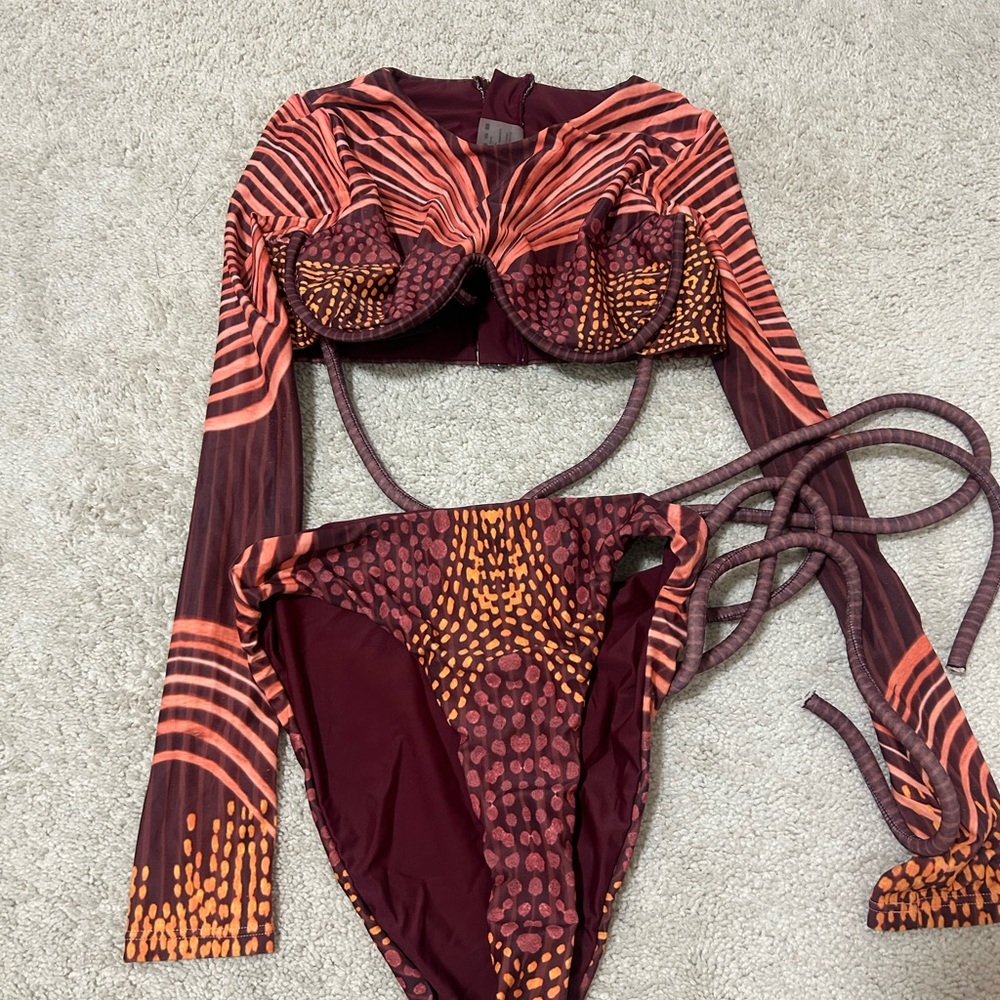 Andrea Iyamah Red and Orange Bikini Set